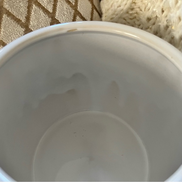 Pretty WHITE Ceramic SNOWY EVERGREEN TREES Candle Holder PLANTER Container - Picture 9 of 12